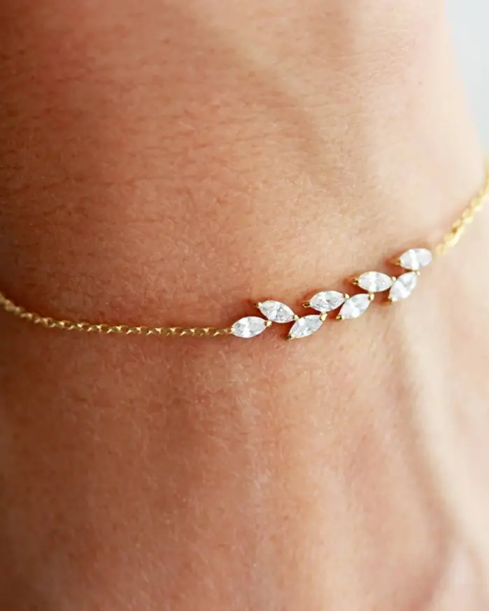 pulsera de cadena ajustable con hoja de circonia AAA para mujer, joyería única y elegante para fiesta y boda 1
