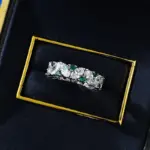 anillos ovalados brillantes blancos y verdes con diamantes de alto carbono, anillo de boda de 100% Plata de Ley 925 para mujer, joyería fina para fiesta 6
