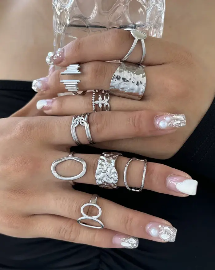 2025 anillos de acero inoxidable minimalista geométrico entrelazado anillo abierto ajustable anillo atmosférico de moda para mujer joyería nueva 2