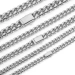Alta calidad, ancho 8-14mm, cadena cubana de acero inoxidable de Color dorado, resistente al agua, collar de eslabones acolchados para hombres y mujeres, varios tamaños 6