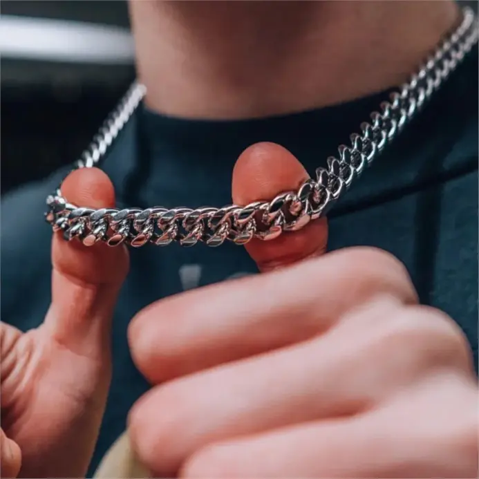 Collar de cadenas de acero inoxidable con eslabones cubanos de hip hop para hombre, gargantilla básica Simple de rapero, accesorios de joyería de moda, ancho 5/7/9MM 1