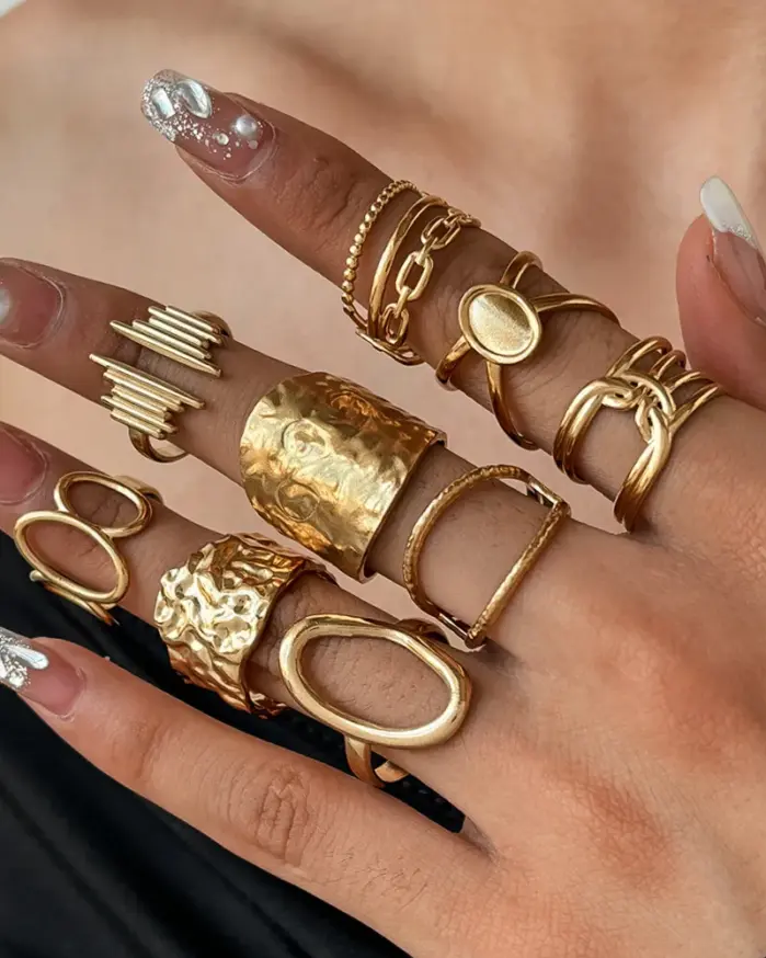 2025 anillos de acero inoxidable minimalista geométrico entrelazado anillo abierto ajustable anillo atmosférico de moda para mujer joyería nueva 1