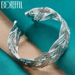 brazalete de red entrelazada de Plata de Ley 925 de 27mm para mujer, joyería de fiesta con abalorio de moda para compromiso de boda 6