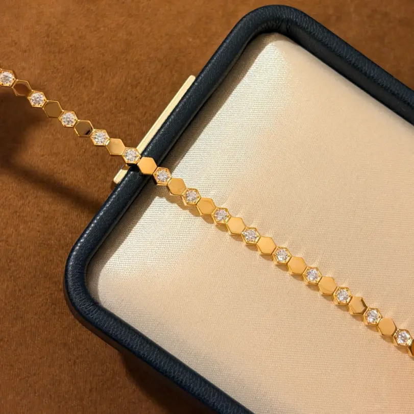 2026 nuevo estilo 100% Plata de Ley 925 pulseras de panal 18K chapado en oro pavé AAA pulsera de Zircconia para mujer joyería fina 3