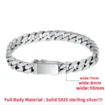 Pulsera de plata de ley 100% S925, joyería de plata Punk S925 de 8MM que nunca se decolora, regalos de joyería para hombres y mujeres 2