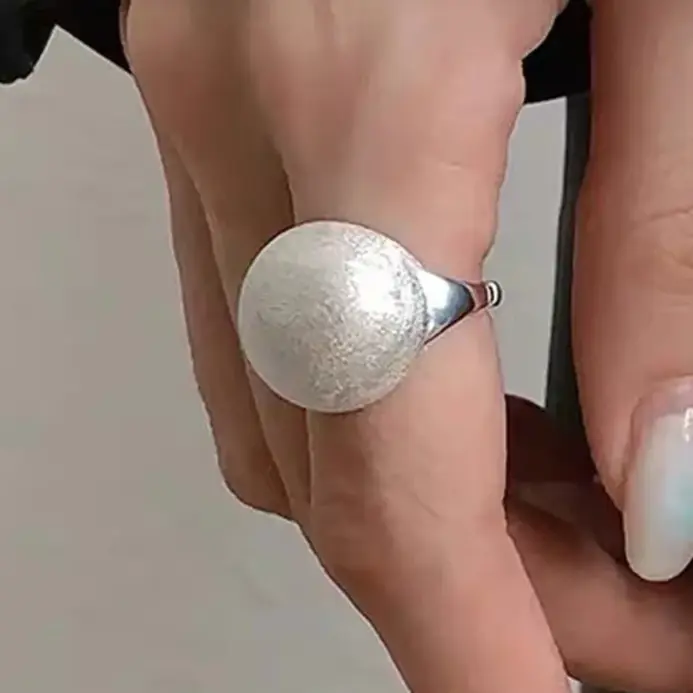 Anillos de plata de ley 925 para mujer, hecha a mano Bola brillante, Simple, anillo de dedo abierto, banda de moda, bisutería femenina, regalo 1