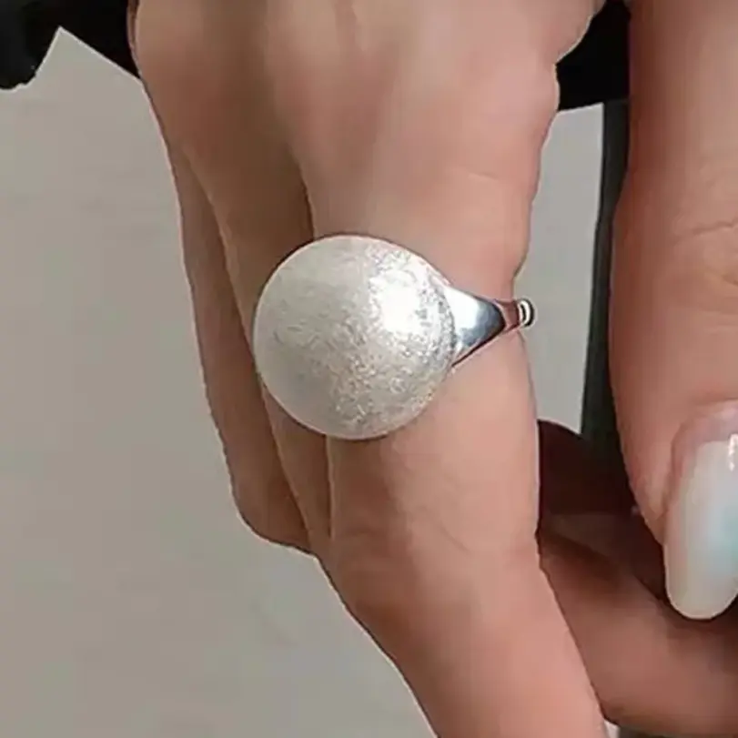 Anillos de plata de ley 925 para mujer, hecha a mano Bola brillante, Simple, anillo de dedo abierto, banda de moda, bisutería femenina, regalo 1