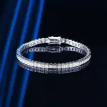 Pulsera de tenis de moda de marca, pulseras de boda de fiesta rellenas de oro blanco con circonita cúbica AAAA de corte princesa para mujeres y hombres, joyería 2