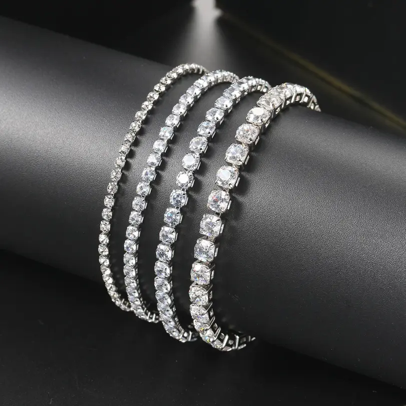 ZHOUYANG-pulsera de tenis para mujer, brazalete de lujo colorido opcional de 2,5mm, CZ, cristal, Color oro rosa, regalo, joyería de moda KC128 1 ZHOUYANG-pulsera de tenis para mujer, brazalete de lujo colorido opcional de 2,5mm, CZ, cristal, Color oro rosa, regalo, joyería de moda KC128 1