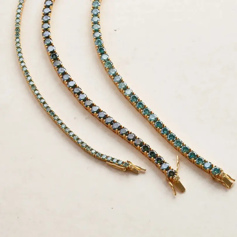 Cadena de tenis de moissanita azul y rosa de lujo de 3MM para mujer, pulsera de plata de ley 925 para hombre, cadena de moissanita de Hip hop con GRA 4