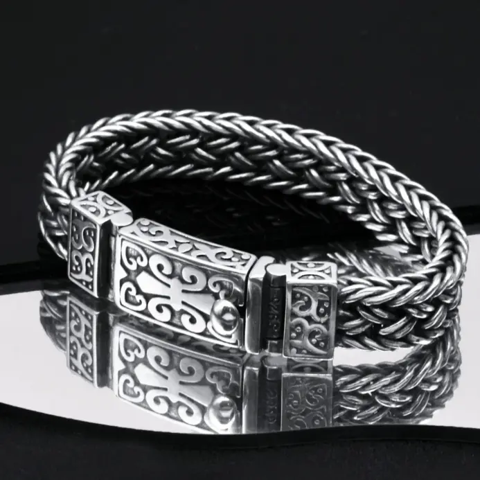 :: 🌿 Pulsera "Eternal Vine Totem" – Amuleto de Cadena Tejida Ancha 1