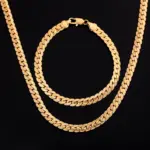 Plata de Ley 925, oro de 18 quilates, pulseras de cadena de 6MM, collar para mujeres y hombres, conjuntos de joyería para fiesta y boda, regalos 1