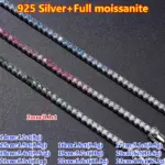 COSFIX azul/rosa/verde hombres mujeres cadena de tenis de moissanita completa pulsera de tenis de moissanita cadena de tenis de plata s925 para mujeres y hombres 9