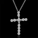 Collar de cristal de Plata de Ley 925 de 45cm, dijes de boda para mujer, joyería de moda noble, cruz clásica, bonito regalo 3