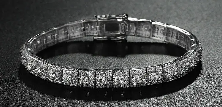 Pulsera de tenis de moissanita de diamantes de Plata de Ley 925