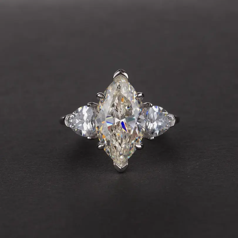 OEVAS, 100% Plata de Ley 925, anillos de boda brillantes de 8x14mm con topacio y diamantes de alto contenido de carbono para mujer, joyería fina para fiesta, venta al por mayor 4
