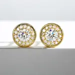 Pendientes de compromiso chapados en moissanita para mujer, aretes de plata S925, oro amarillo de 0,5 quilates 2