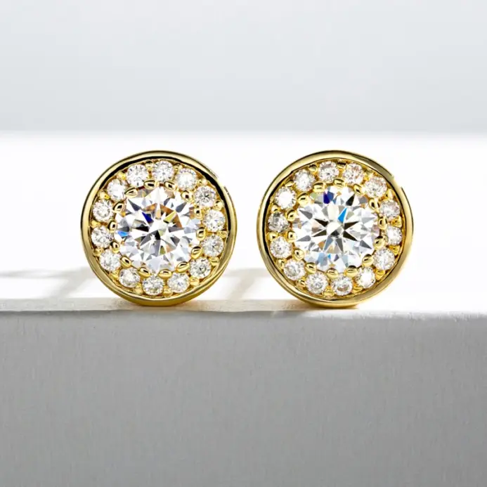 Pendientes de compromiso chapados en moissanita para mujer, aretes de plata S925, oro amarillo de 0,5 quilates 2