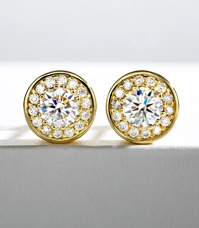 Pendientes de compromiso chapados en moissanita para mujer, aretes de plata S925, oro amarillo de 0,5 quilates 2