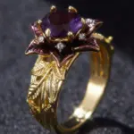 Exquisito y bonito anillo de flor púrpura, Zirconia brillante para bodas, compromiso, aniversarios, regalos de joyería para el día de Año Nuevo 5