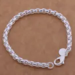 Pulsera de Plata de Ley 925, Cadena Clásica de Caja Redonda para Mujer, Joyería de Moda Sencilla para Compromiso y Boda, Regalos de Alta Calidad 1