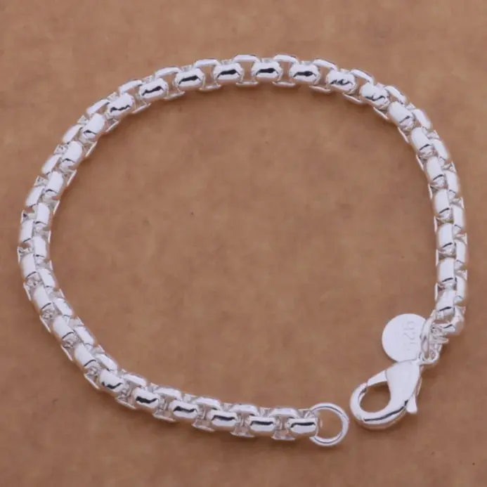 Pulsera de Plata de Ley 925, Cadena Clásica de Caja Redonda para Mujer, Joyería de Moda Sencilla para Compromiso y Boda, Regalos de Alta Calidad 1