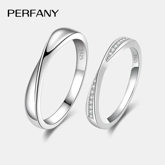PERFANY S925 anillo de moissanita de plata pura para mujeres y hombres, anillo de pareja, joyería de boda de moda, regalo del Día de San Valentín 1