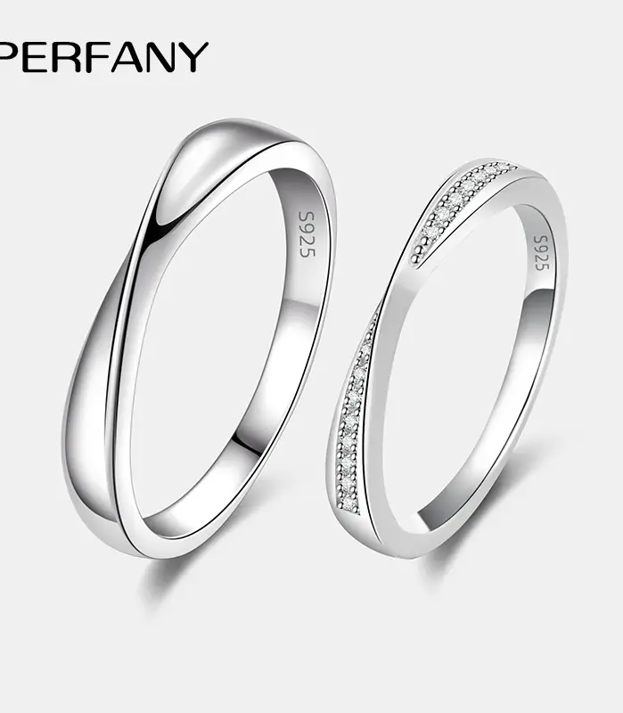 PERFANY S925 anillo de moissanita de plata pura para mujeres y hombres, anillo de pareja, joyería de boda de moda, regalo del Día de San Valentín 1