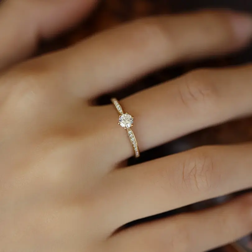 Anillo de circón brillante chapado en plata de ley 925 de 14 quilates para mujer, joyería de boda con temperamento exquisito 4