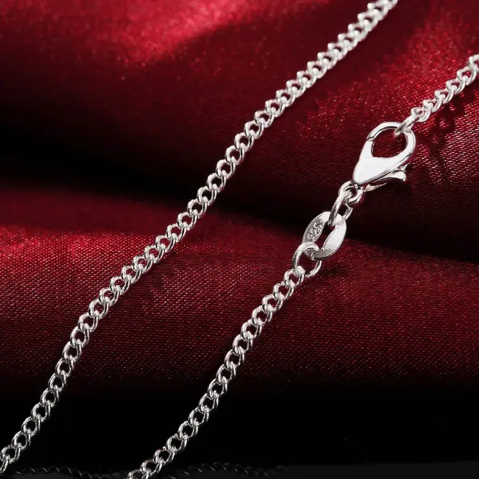 Nuevo collar de plata de ley 925 16/18/20/22/24/26/28/30 pulgadas cadena de hilo de 2MM para mujeres y hombres regalos de joyería de alta calidad 1