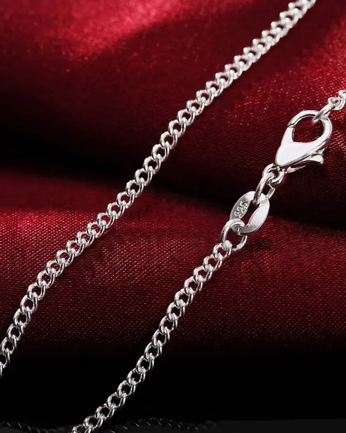 Nuevo collar de plata de ley 925 16/18/20/22/24/26/28/30 pulgadas cadena de hilo de 2MM para mujeres y hombres regalos de joyería de alta calidad 1