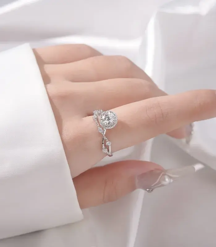 Anillos de circonita cúbica de color arcoíris de Plata de Ley 925 para mujer, accesorio de anillo de propuesta de compromiso encantador para boda 2