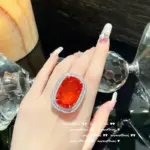 Anillos de boda de circonia con piedras preciosas grandes de 12 quilates para mujer, joyería de fiesta de compromiso de moda moderna brillante de Plata de Ley 925 de lujo 3