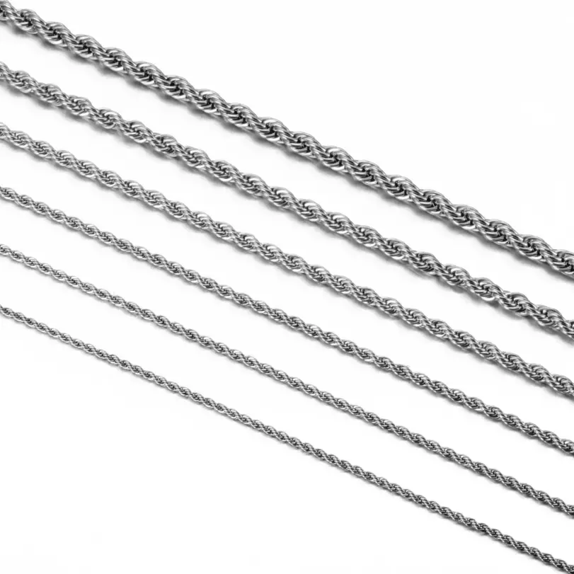 1 pieza de Plata de Ley 925 ancho 2mm/3mm/4mm cuerda cadena collar/pulsera para hombres mujeres hombre collar de cadena de moda 6