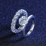 Oeves-Conjunto de anillos de novia de moissanita, Plata de Ley 2,2 100%, compromiso, boda, fiesta, joyería fina, 2 quilates + 925 quilates 4