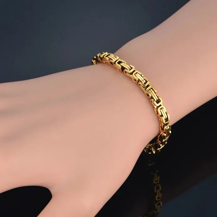 Lo más nuevo, pulsera de acero inoxidable 316L, pulsera al por mayor para hombres y mujeres, pulsera de eslabones de cadena de mano de Color dorado de 4mm, joyería de Hip Hop 2