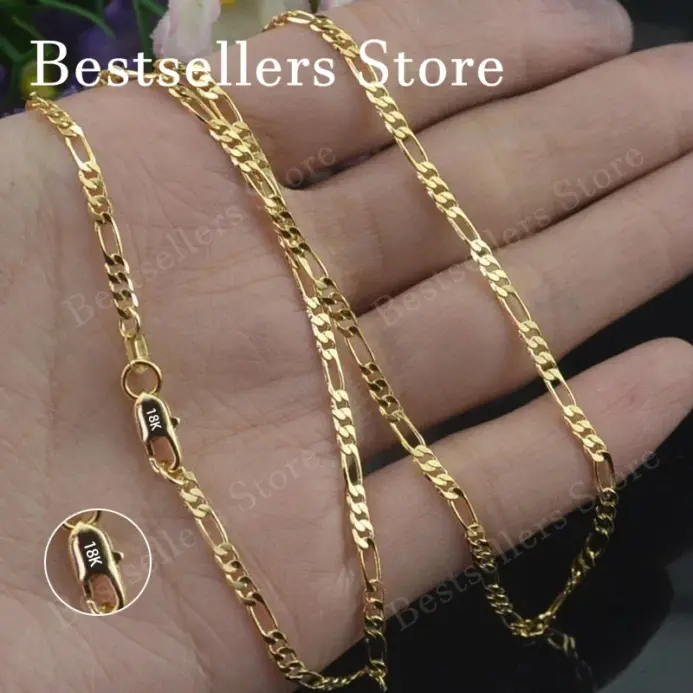 Plata de Ley 925, oro de 18 quilates, 16-30 pulgadas, collar de cadena Figaro de 4 mm, joyería de regalo moderna, encantadora, elegante 1