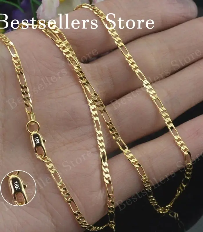 Plata de Ley 925, oro de 18 quilates, 16-30 pulgadas, collar de cadena Figaro de 4 mm, joyería de regalo moderna, encantadora, elegante 1