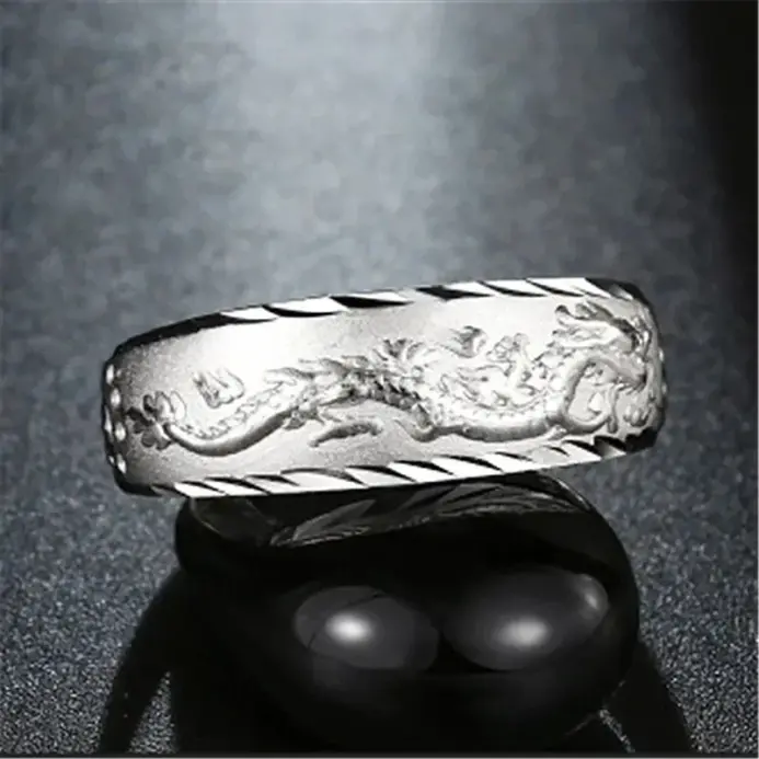 Anillo para hombre, anillo ajustable con dragón grabado de lujo, joyería de moda para hombre, anillo de dedo de oro amarillo/blanco de dos colores, regalo 2