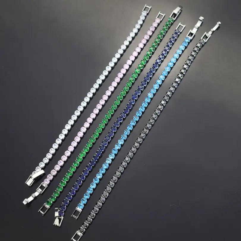 Pulsera de tenis de circón con microincrustaciones de 4mm para mujer, pulsera para hombre, accesorios de joyería para hombre, 3
