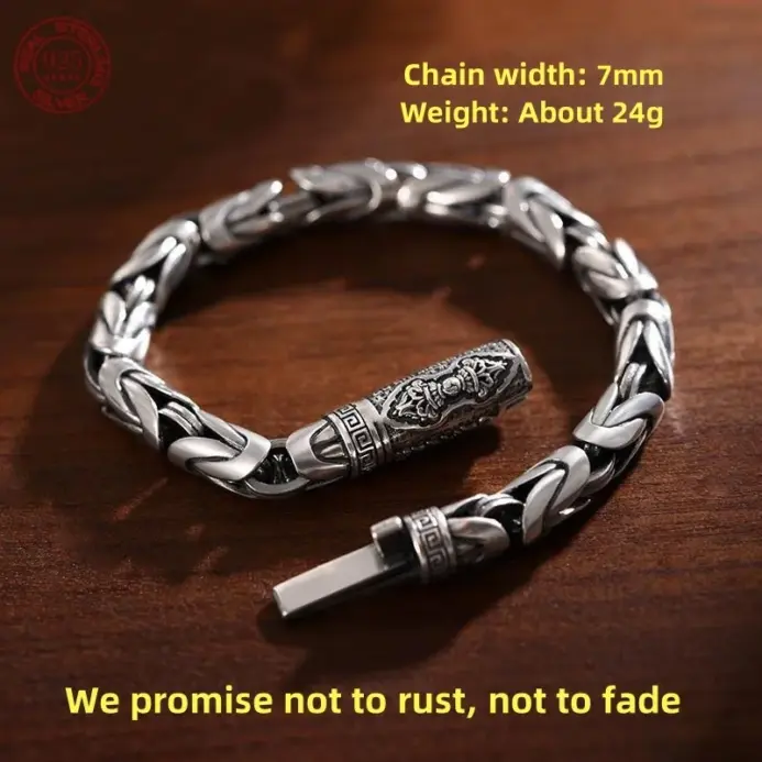 Hechos a mano nuevos de Plata de Ley 925 Retro para hombre, pulsera trenzada segura, pulseras de nicho de Hip Hop con maja de diamante, accesorios de joyería 2
