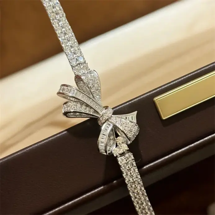 Nuevas pulseras Vintage de 100% pura Plata de Ley 925, pulsera con lazo de circonia cúbica 3a pavimentada completa para mujer, joyería de buenos de lujo 2