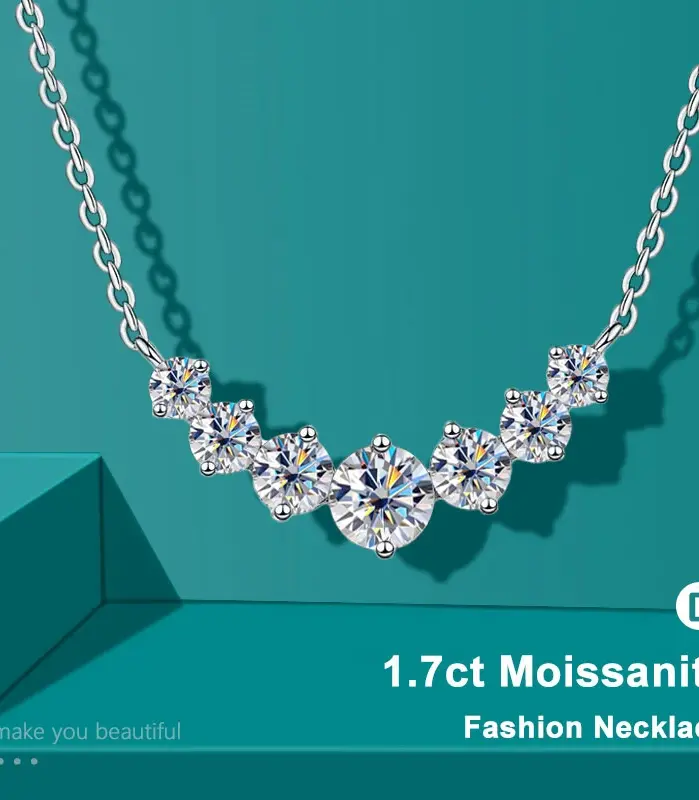 Collar de moissanita para mujer, joyería fina de boda con certificados, collar de oro blanco de 18 quilates chapado en plata de ley 925 1