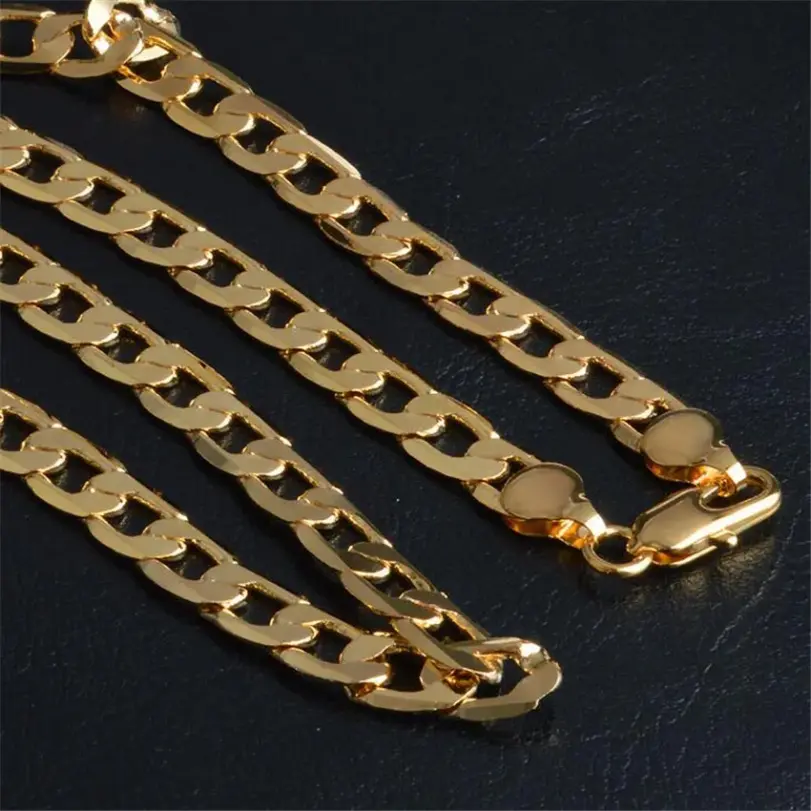 Collar de cadena de oro grueso para hombre, joyería de moda, 18 K, 4/6/8/10MM, 50cm, 20 pulgadas, venta al por mayor 4