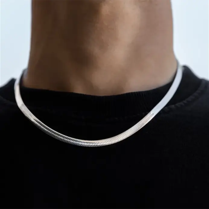Collar de cadena de serpiente de Hip Hop para hombre, nueva moda, collar de Color plateado de acero inoxidable, accesorios de joyería, regalo de fiesta 1