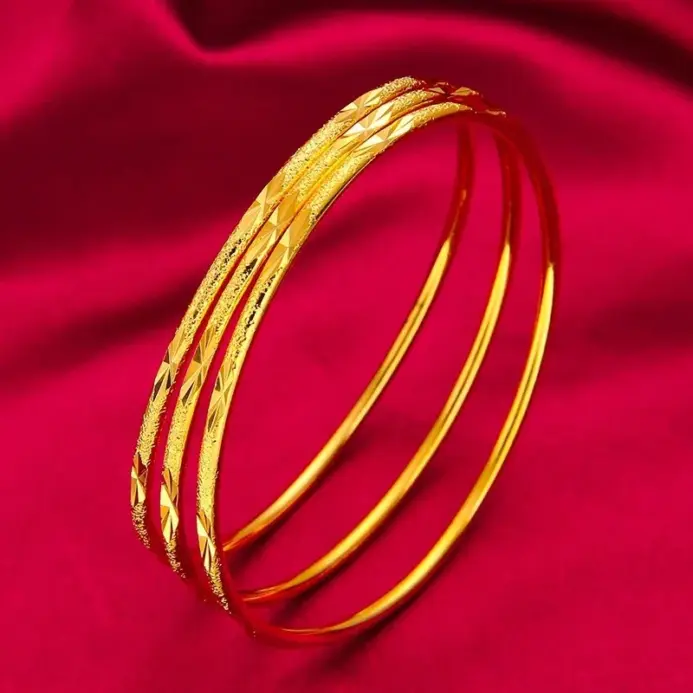 9999 Pulsera de oro auténtico de 24 quilates para mujer 999 tres vidas tres generaciones cielo estrellado suave con círculos finos joyería de 24 quilates 1