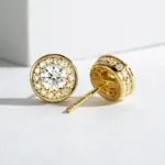 Pendientes de compromiso chapados en moissanita para mujer, aretes de plata S925, oro amarillo de 0,5 quilates 4