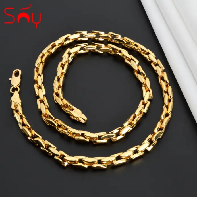 collar de cadena de eslabones de hip hop para mujer y hombre, gargantilla de Color dorado, ropa diaria clásica de moda, regalo de fiesta de boda 1