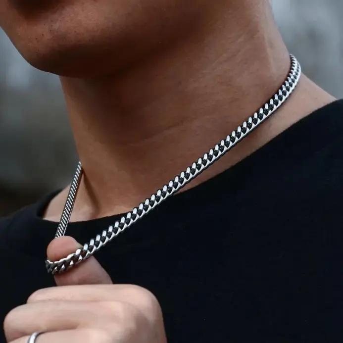 Collar de cadenas de acero inoxidable con eslabones cubanos de hip hop para hombre, gargantilla básica Simple de rapero, accesorios de joyería de moda, ancho 5/7/9MM 2