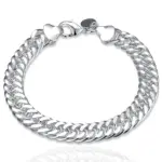 Pulsera sólida de cadena lateral con hebilla bonita de Plata de Ley 925 para mujeres y hombres, abalorio para regalo de fiesta, joyería de moda para boda 6